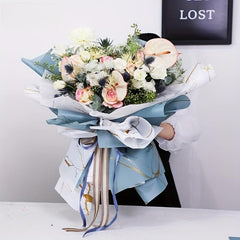 4pcs Marble Pattern Wrapping Paper Flower Art Bouquet Flower Packaging