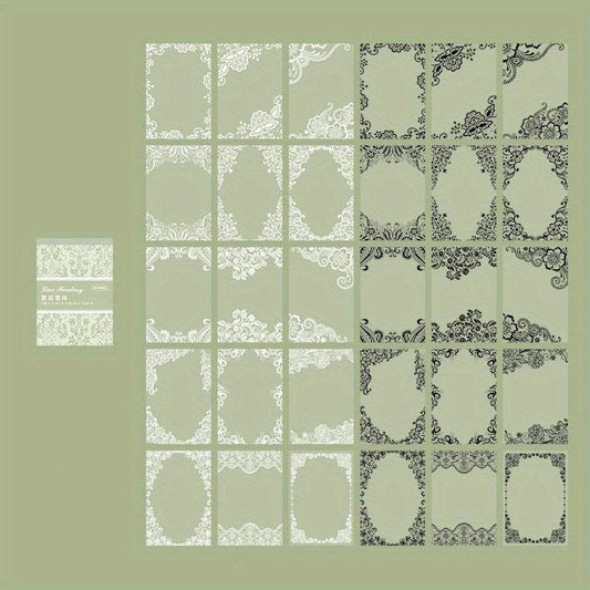 30pcs Lace Pattern Stickers Vintage DIY Craft Decoration Scrapbooking