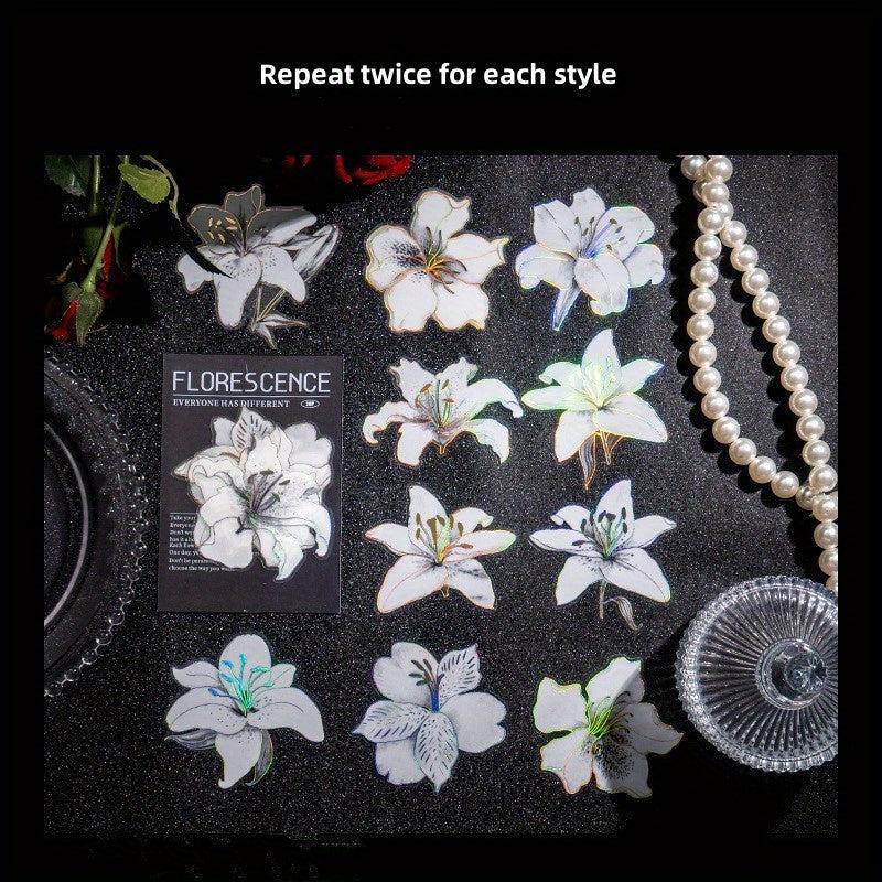 20pcs Pack Night Rose Decorative Stickers for Scrapbooking Diary Planner