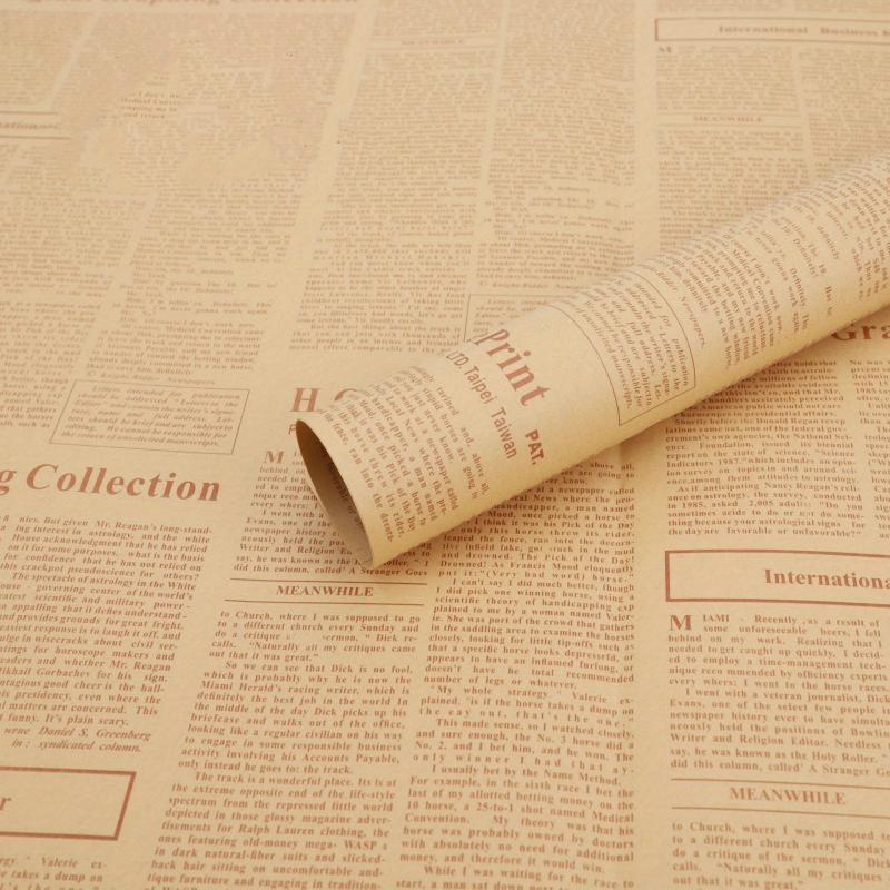 10pcs English Newspaper Double Sided Printing Love Flower Wrapping Papers