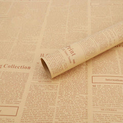 10pcs English Newspaper Double Sided Printing Love Flower Wrapping Papers