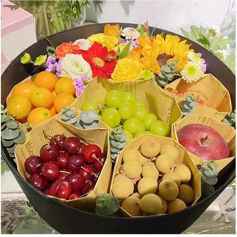 10pcs English Newspaper Double Sided Printing Love Flower Wrapping Papers