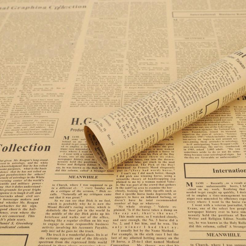 10pcs English Newspaper Double Sided Printing Love Flower Wrapping Papers