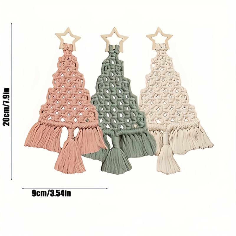 3pcs DIY Woven Christmas Tree Kit Wall Hanging Rope Decoration