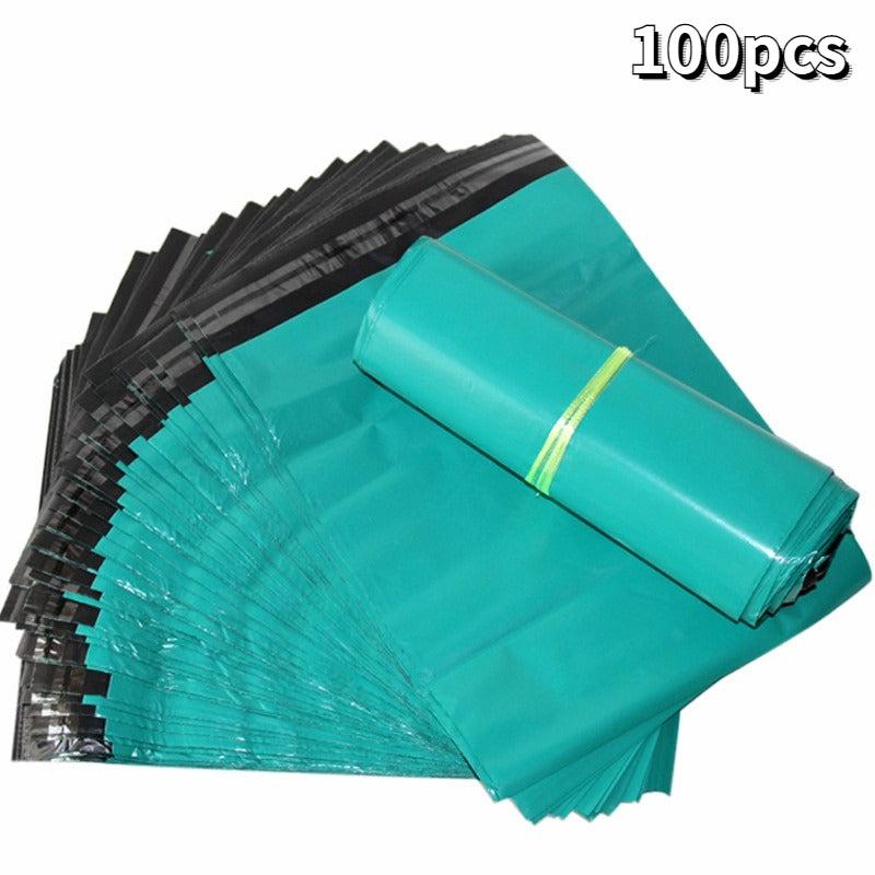 100pcs Green Plastic Express Bag Clothing Waterproof Mailing Bag