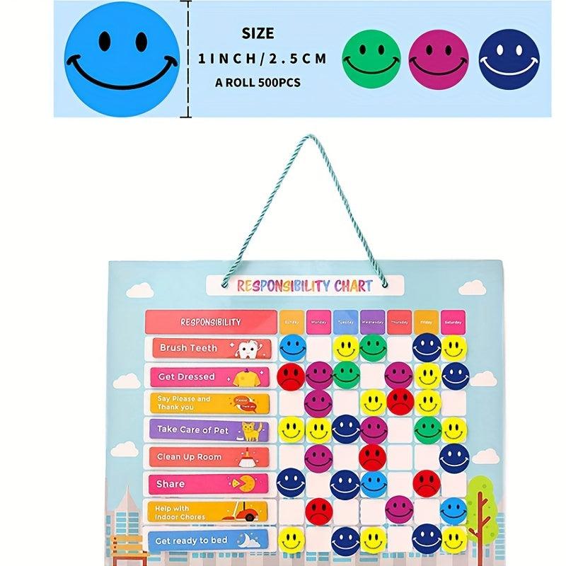 500pcs 1inch Smile Face Sealing Label Sticker in 8 Colors