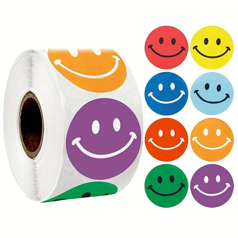 500pcs 1inch Smile Face Sealing Label Sticker in 8 Colors