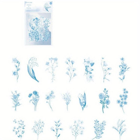 40pcs Retro Plant Sticker Bag Journal Diary Seal Sticker
