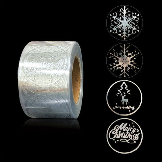 500pcs 1in 2 Round Snowflake Self-Adhesive Sealing Sticker