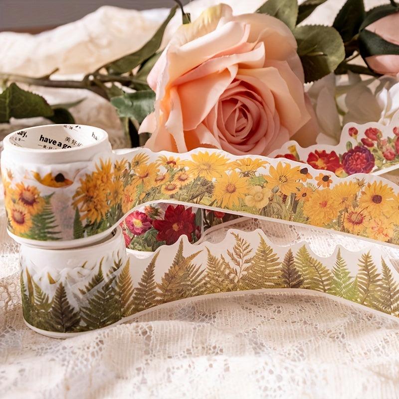 Vintage Plant Flower Rose Washi Tape 1.18in x 3m