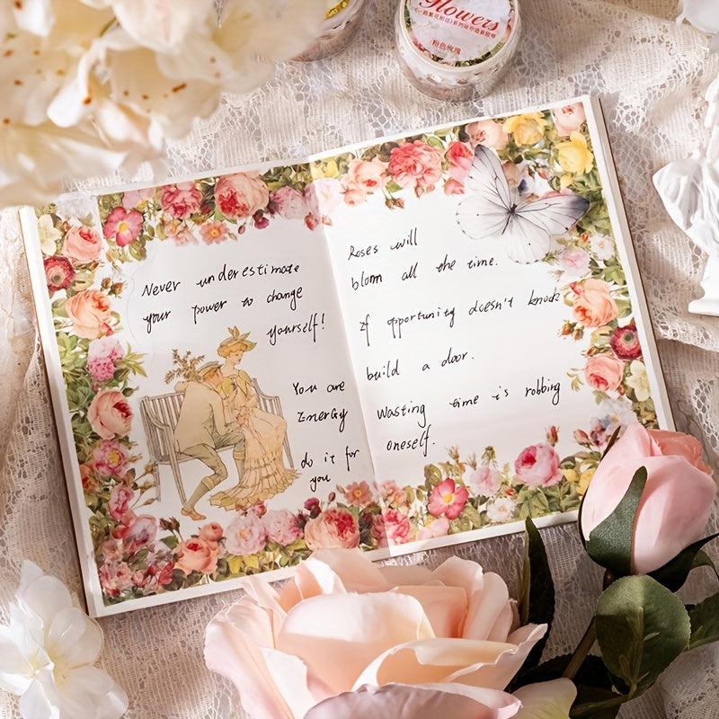 Vintage Plant Flower Rose Washi Tape 1.18in x 3m