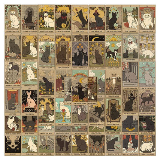 72pcs Cat Tarot Horoscope Stickers for DIY Arts & Crafts