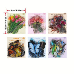 40pcs Retro Plant & Butterfly Stickers for Scrapbooking Journals