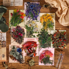 40pcs Retro Plant & Butterfly Stickers for Scrapbooking Journals