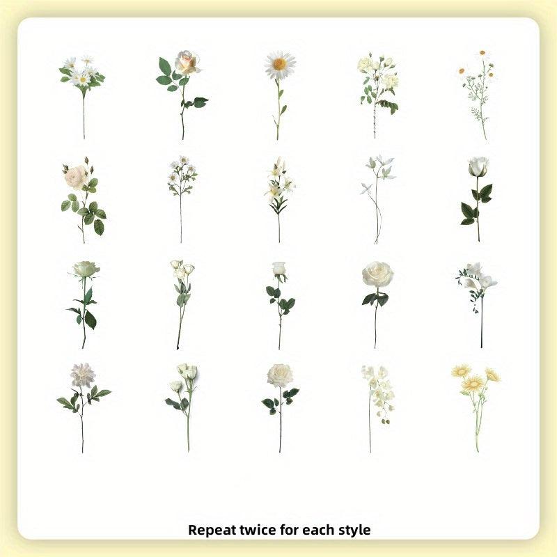 40pcs Retro Plant & Butterfly Stickers for Scrapbooking Journals