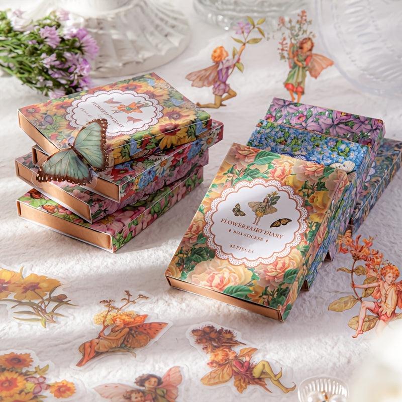 45pcs Flower Fairy Diary Series Boxed Stickers for DIY Hand Account Book