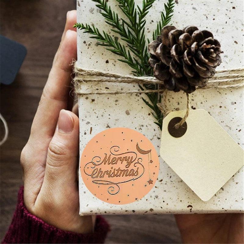 Champagne Bronzing Christmas Stickers Roll DIY Gift Packaging Sealing Label