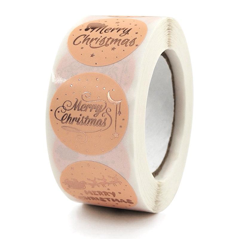 Champagne Bronzing Christmas Stickers Roll DIY Gift Packaging Sealing Label