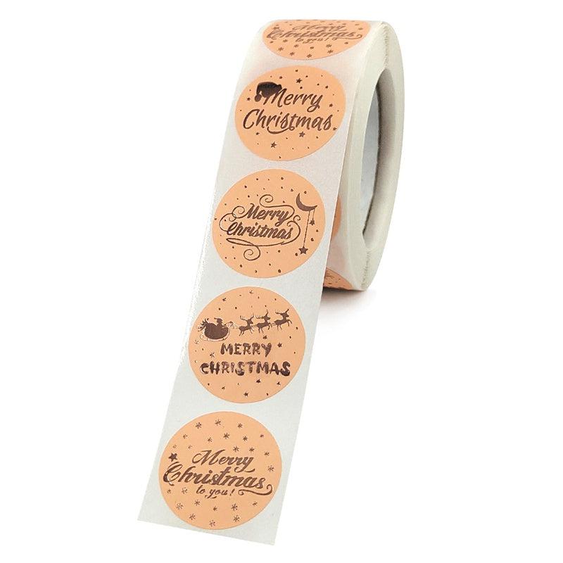 Champagne Bronzing Christmas Stickers Roll DIY Gift Packaging Sealing Label
