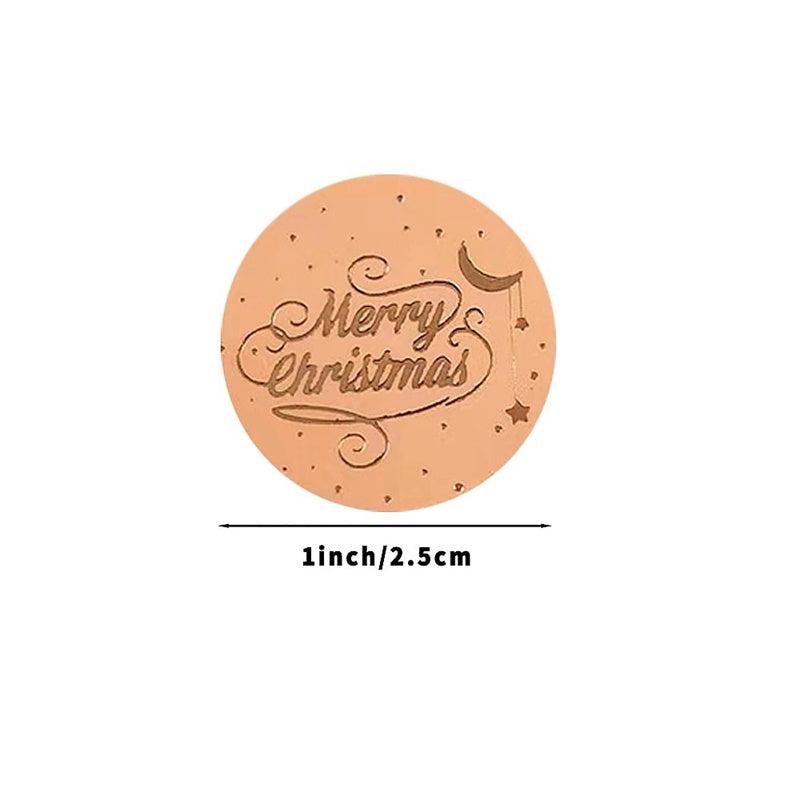 Champagne Bronzing Christmas Stickers Roll DIY Gift Packaging Sealing Label