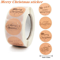 Champagne Bronzing Christmas Stickers Roll DIY Gift Packaging Sealing Label