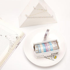 10pcs Bronzing Thin Strip Washi Tape for Journals