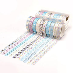 10pcs Bronzing Thin Strip Washi Tape for Journals