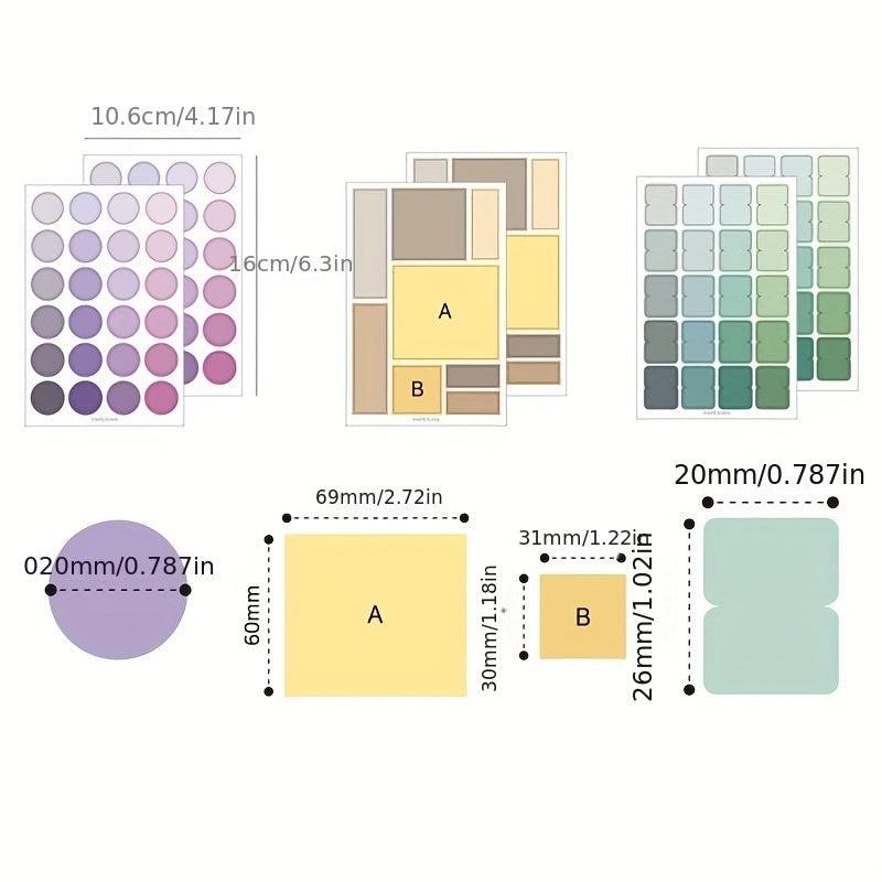 Gradient Basic Label Stickers for Journaling & Decoration, Various Sizes