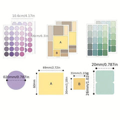 Gradient Basic Label Stickers for Journaling & Decoration, Various Sizes