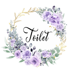 Purple Flower Toilet Door Sign Sticker Removable PVC Wall Sticker