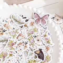 46pcs B137 Butterfly Series Sticker Boxed Full blown Flowers Falling