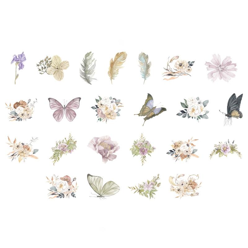46pcs B137 Butterfly Series Sticker Boxed Full blown Flowers Falling