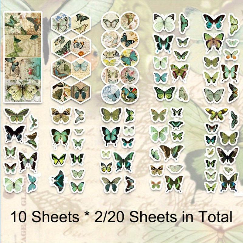 20 Colorful Washi Butterfly Stickers for DIY Crafts Scrapbooking Bullet Journals