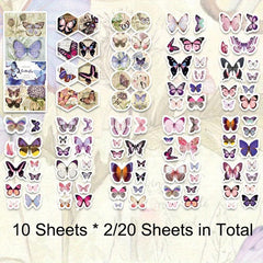 20 Colorful Washi Butterfly Stickers for DIY Crafts Scrapbooking Bullet Journals