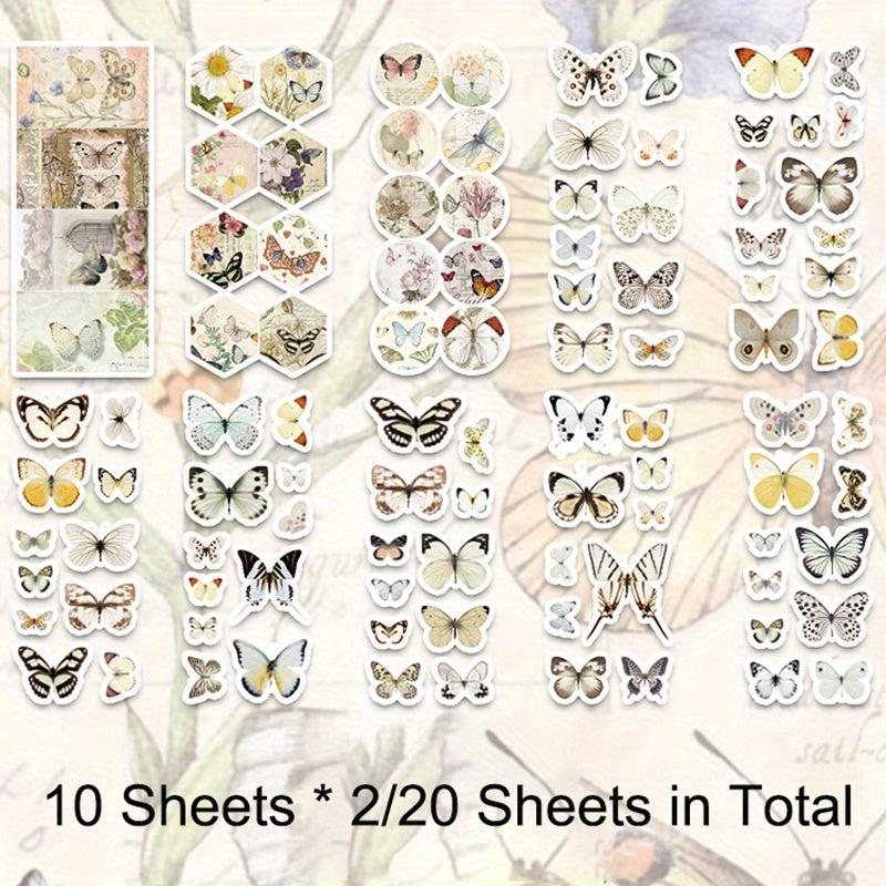 20 Colorful Washi Butterfly Stickers for DIY Crafts Scrapbooking Bullet Journals