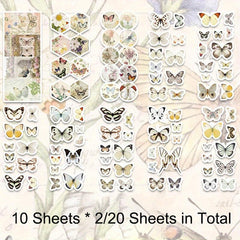 20 Colorful Washi Butterfly Stickers for DIY Crafts Scrapbooking Bullet Journals