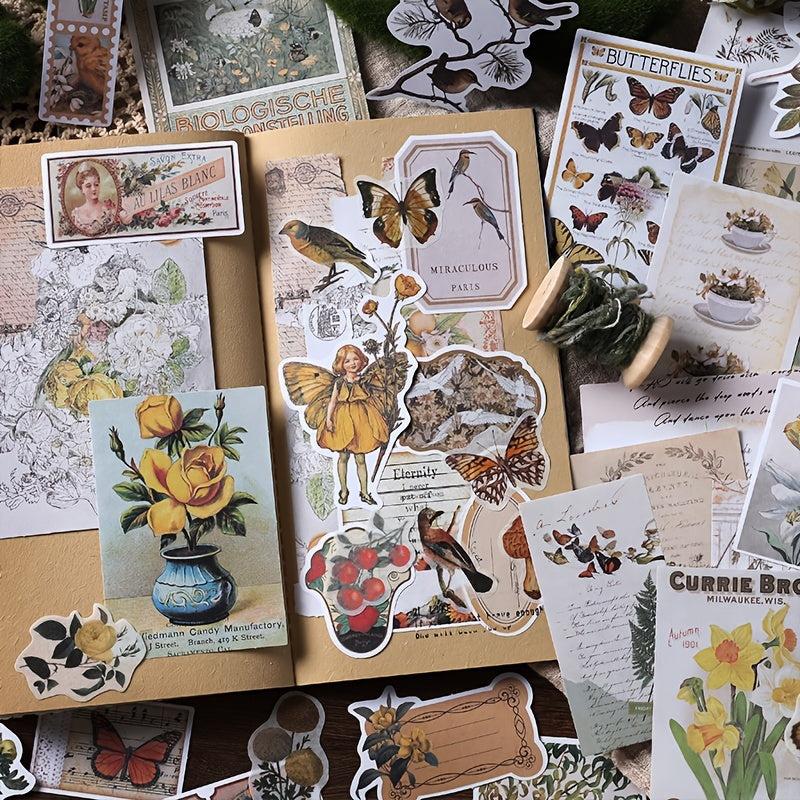 200pcs Decorative Washi Stickers Butterfly Plant Mushroom Stickers
