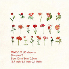 40 Vintage Flower Botanical Stickers for DIY Crafts Scrapbooking