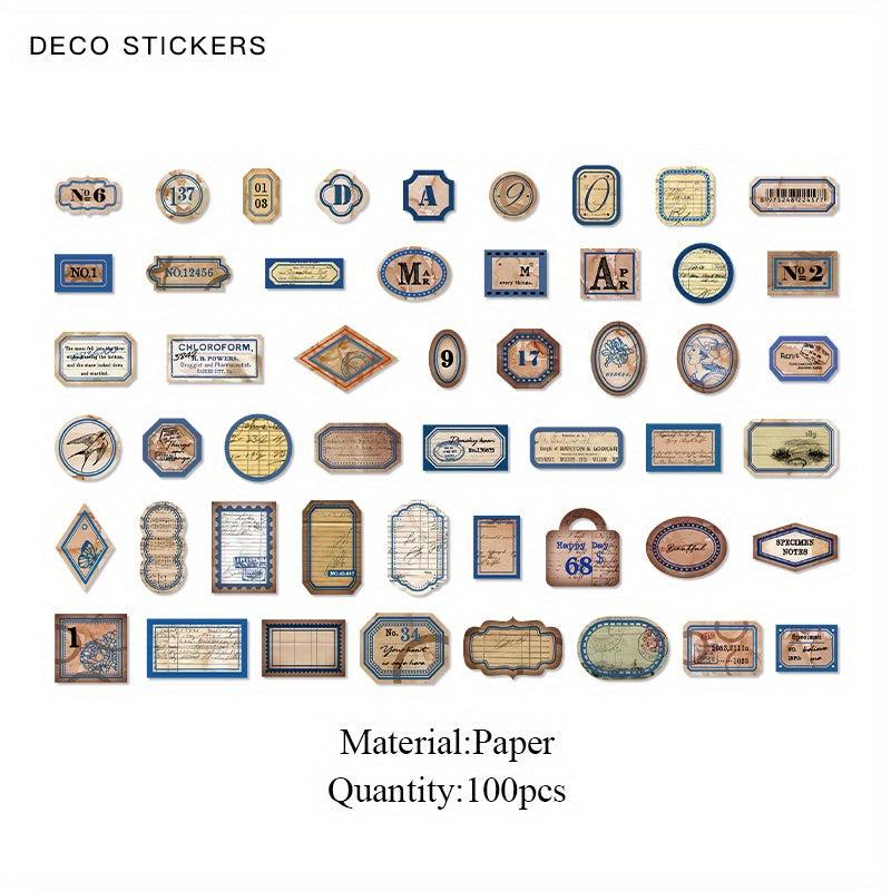 100pcs Retro Memories Label Sticker Box for Scrapbooking DIY Art Crafts