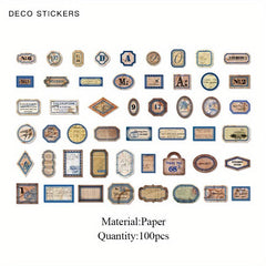 100pcs Retro Memories Label Sticker Box for Scrapbooking DIY Art Crafts