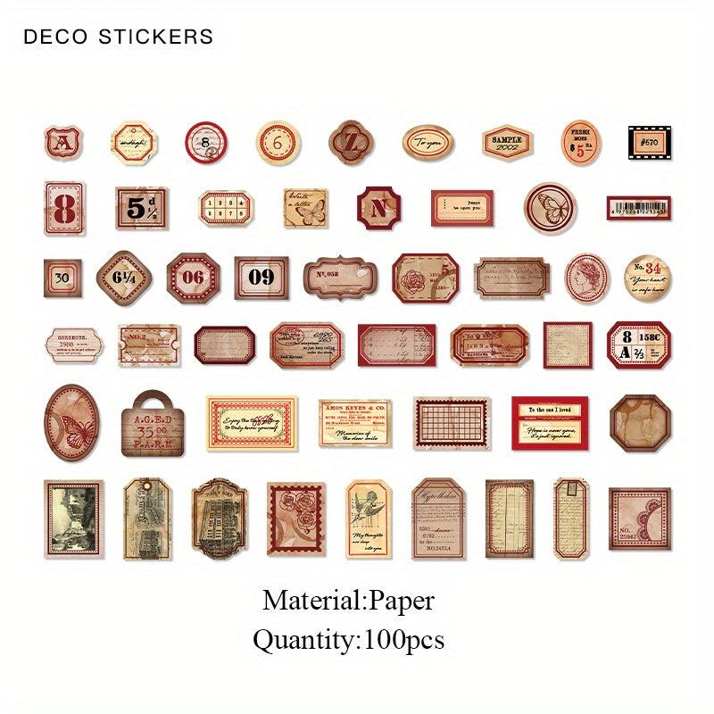 100pcs Retro Memories Label Sticker Box for Scrapbooking DIY Art Crafts