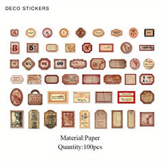 100pcs Retro Memories Label Sticker Box for Scrapbooking DIY Art Crafts