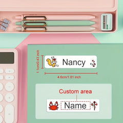 Custom Name Tag Sticker Pack Waterproof Personalized Labels School Stationery