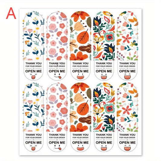 100pcs Thank You For Your Order Sticker Floral Label Seal Gift Tags