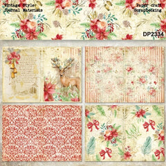 8pcs Christmas Style Reindeer Poinsettia Red Bowknot DIY Craft