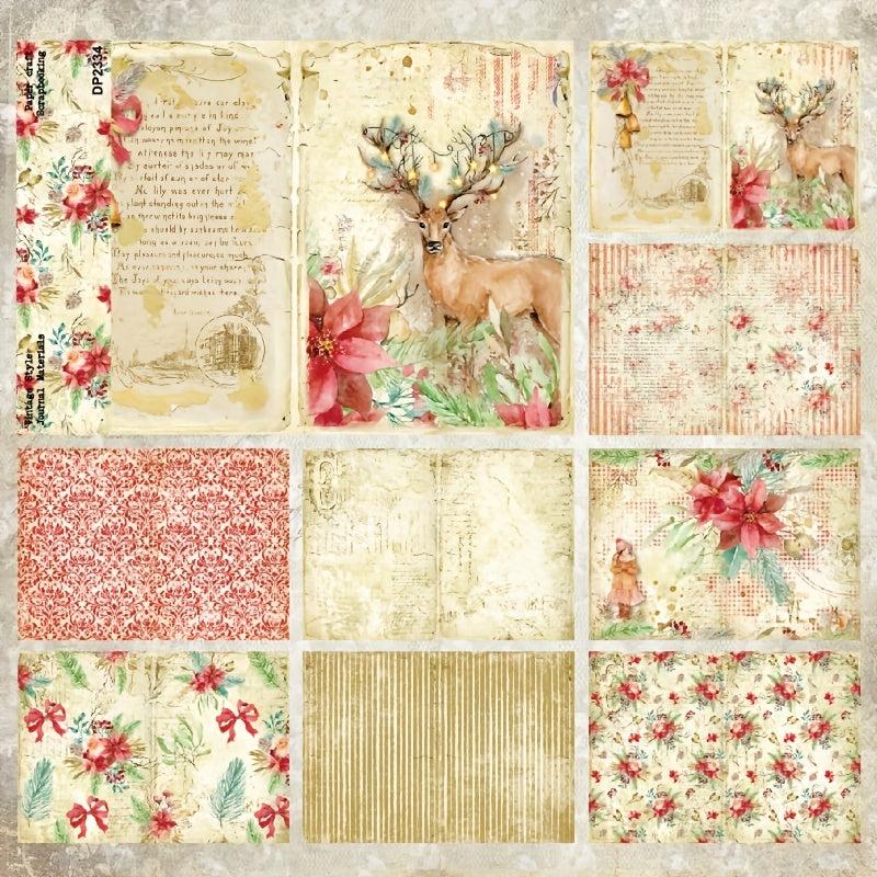 8pcs Christmas Style Reindeer Poinsettia Red Bowknot DIY Craft