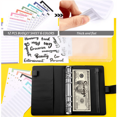 A6 PU Leather Binder Notebook Cash Envelopes Set