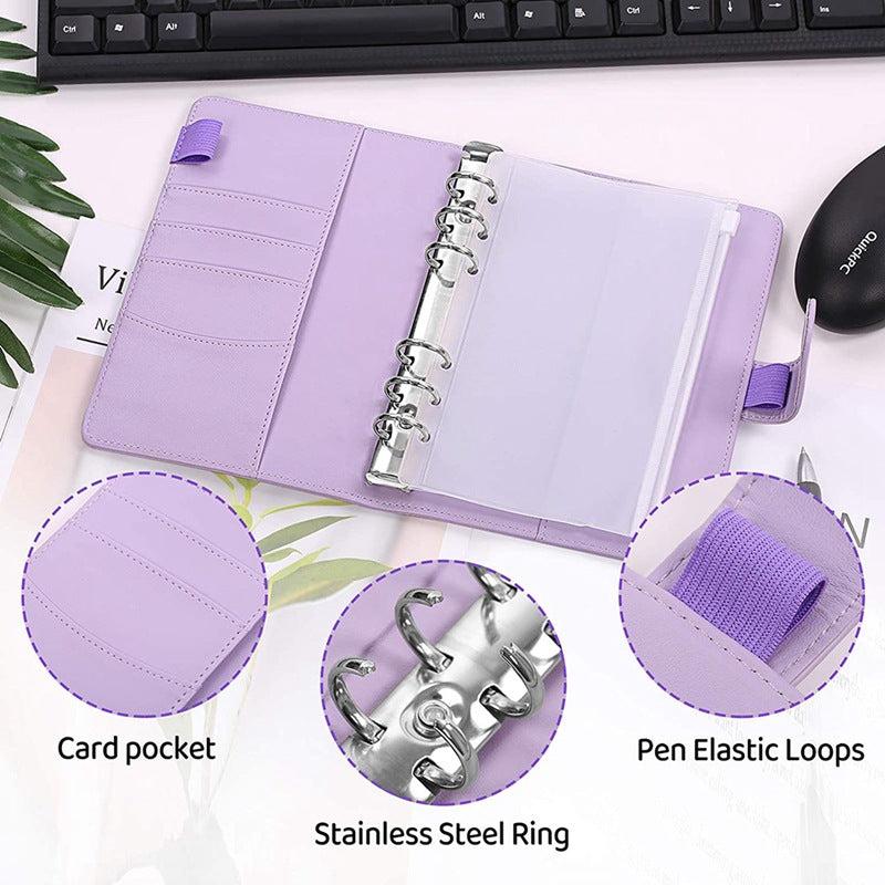 A6 PU Leather Binder Notebook Cash Envelopes Set