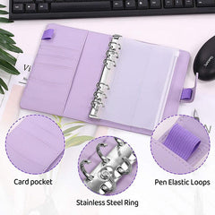 A6 PU Leather Binder Notebook Cash Envelopes Set
