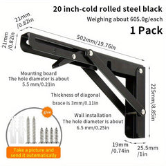 Heavy Duty Foldable L Shelf Brackets for DIY Shelves & Tables